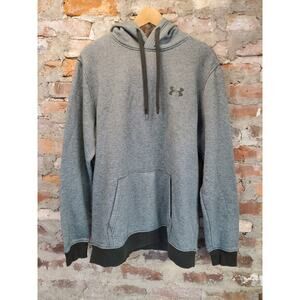 UA under armour Grey Sweatshirt Mens Size XL Hoodie Striped Warm Front Pocket